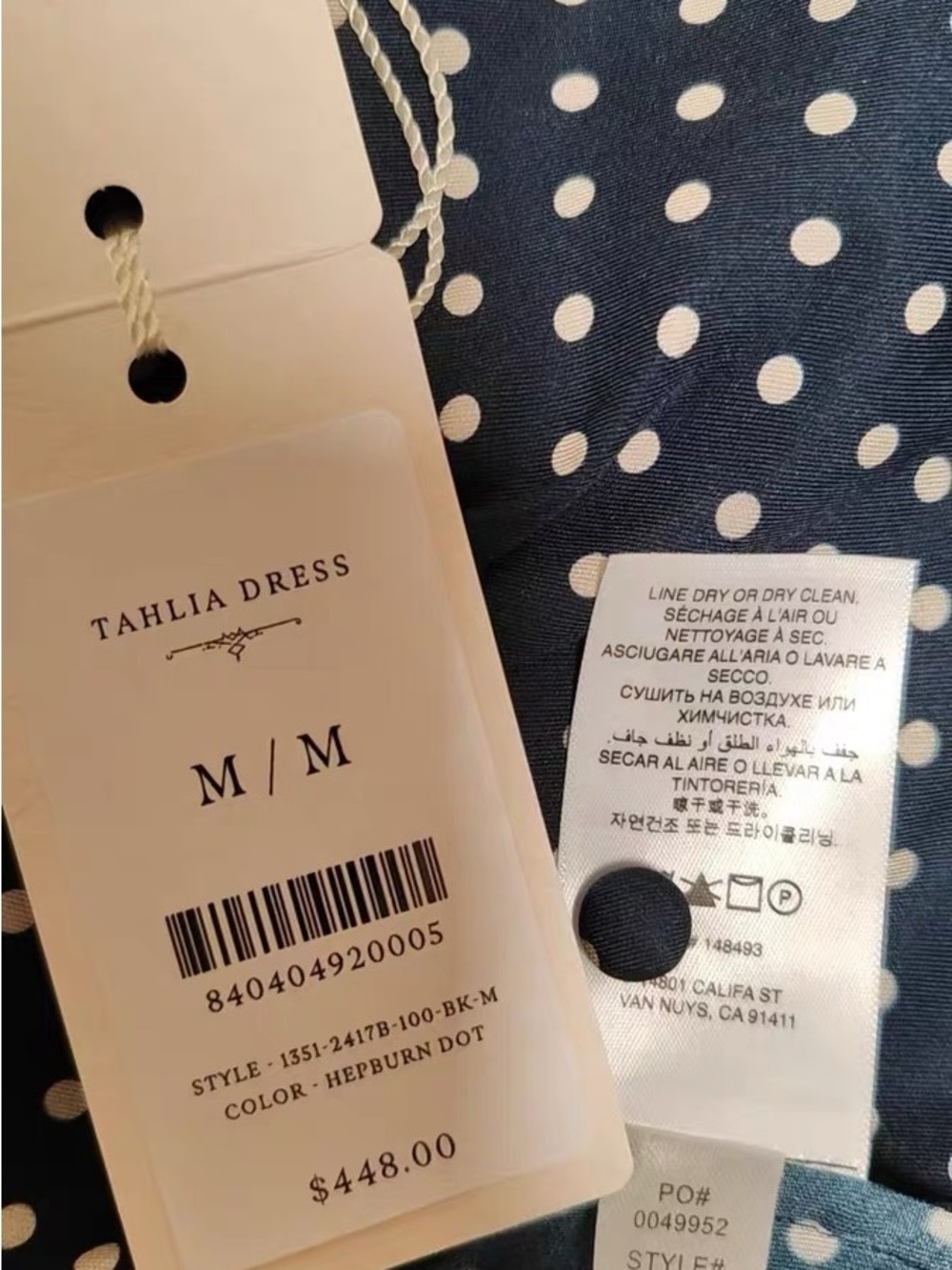 NWT Doen Tahlia belted polka-dot silk-blend twill midi dress - Picture 8 of 8